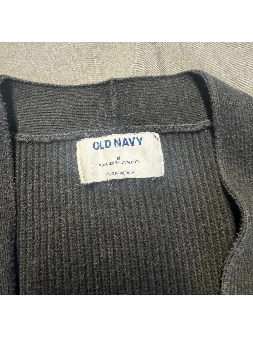 Old Navy Womens Medium Black Ribbed Knit Longline Open Front Cardigan Sweater